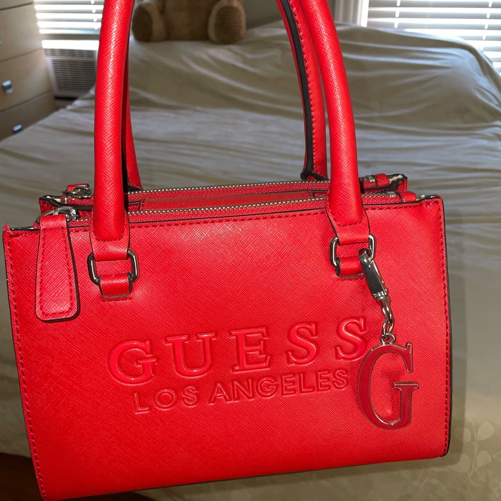 Guess Bold Red Satchel Bag